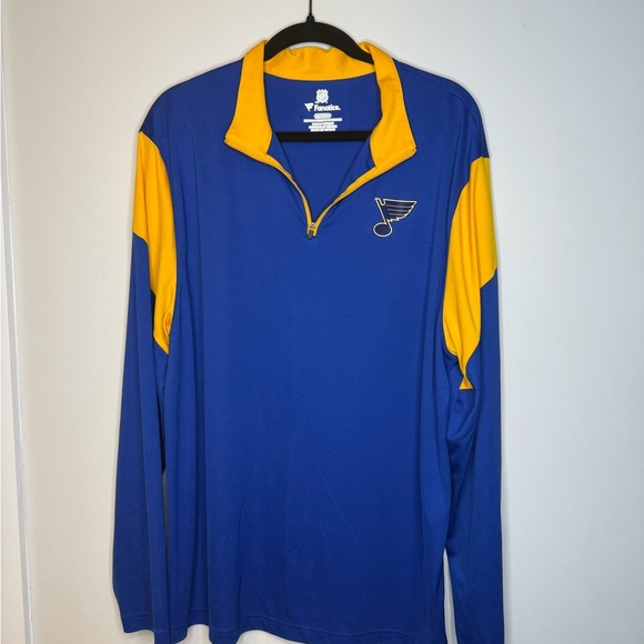 St. Louis Blues Fanatics Logo Quarter-Zip Top - Blue - Picture 2 of 5